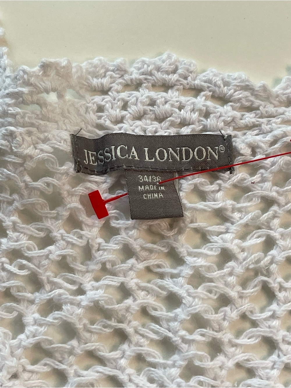 Jessica London White Crochet Open Front Cardigan Cover-Up Boho Lace Kimono Top - Picture 4 of 9